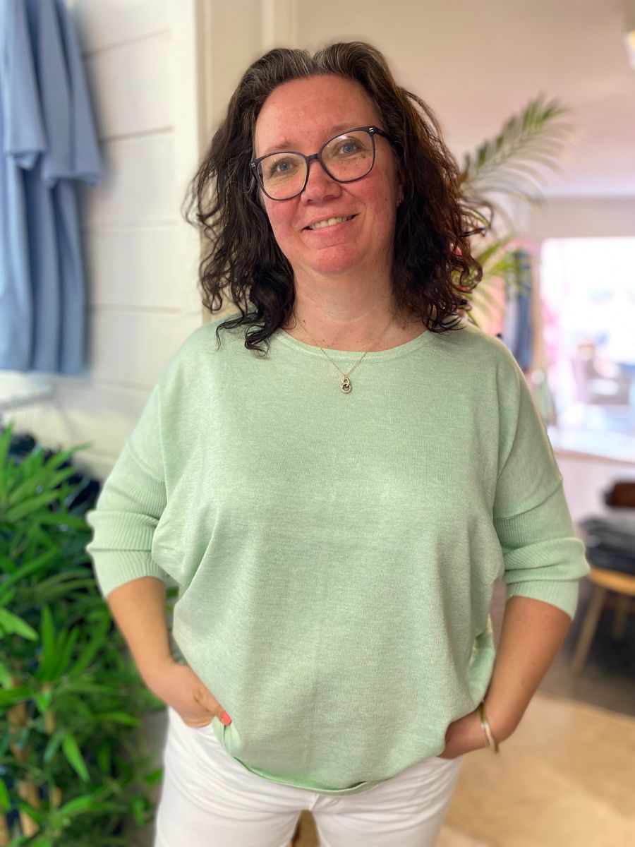 Mila SZ Pullover 3/4 erme, pastell grønn