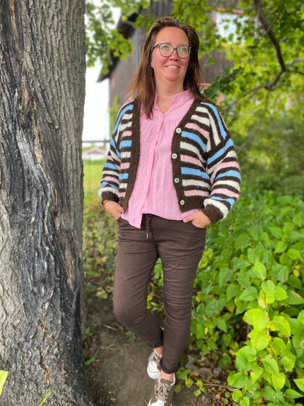 Hedda Cardigan, brun/rosa/beige/blå