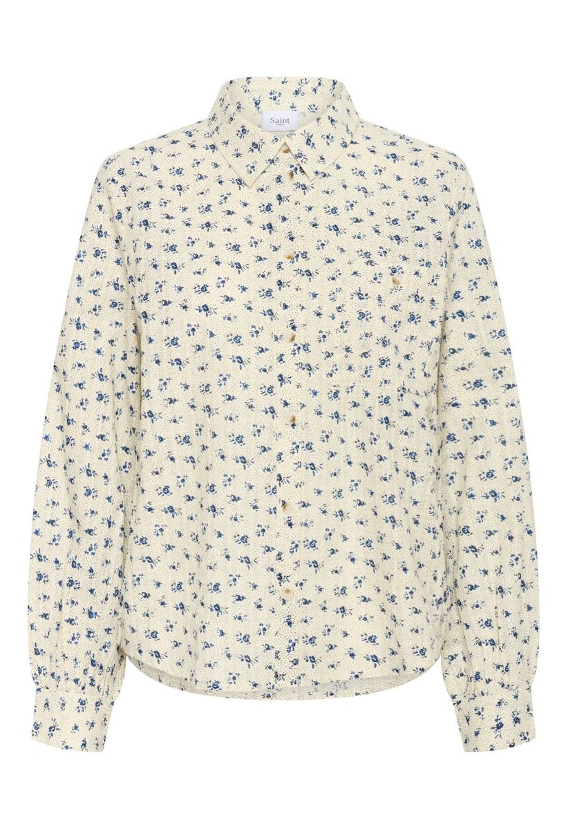 Omelia SZ skjorte, beige og marine mønstret