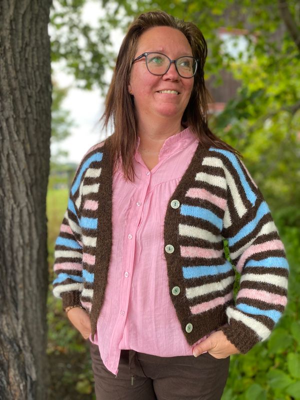 Hedda Cardigan, brun/rosa/beige/blå