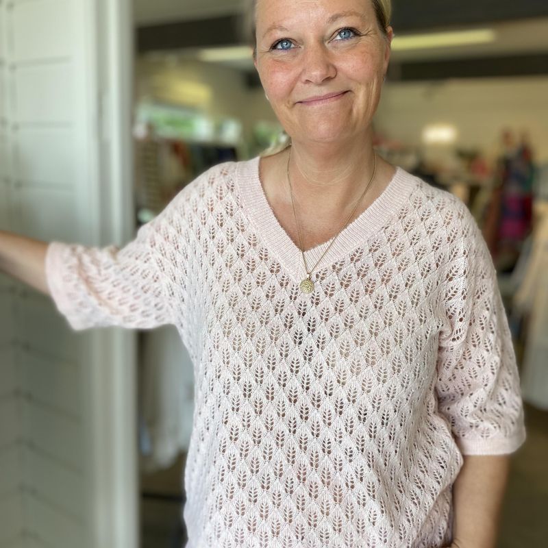 Lourine V-Neck Pullover, pudder rosa